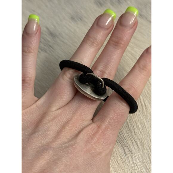 Native American Navajo Handmade Sterling Silver Red Rose Dahlia Oval Hair Tie main image 7